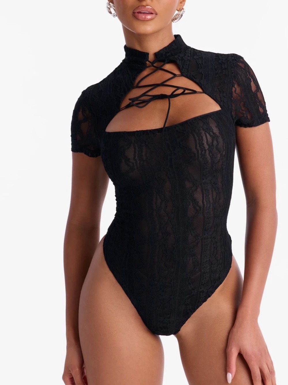 NWT Fashion Nova - Lianne Lace Mock Neck Bodysuit